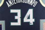 GIANNIS ANTETOKOUNMPO (Bucks black SKYLINE) Autographed Framed Jersey Beckett