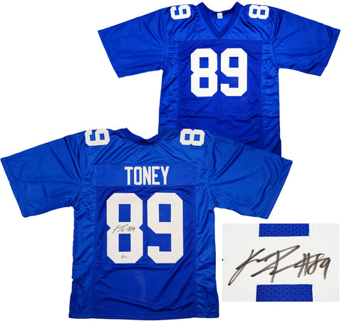 NEW YORK GIANTS KADARIUS TONEY AUTOGRAPHED BLUE JERSEY BECKETT BAS QR 201981