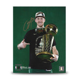 Sam Hauser 2024 NBA Trophy Autographed Boston Celtics 8x10 Photo JSA PSA Pass