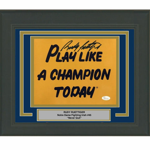 FRAMED Autographed/Signed RUDY RUETTIGER Play Like A Champion 8x10 Photo JSA COA