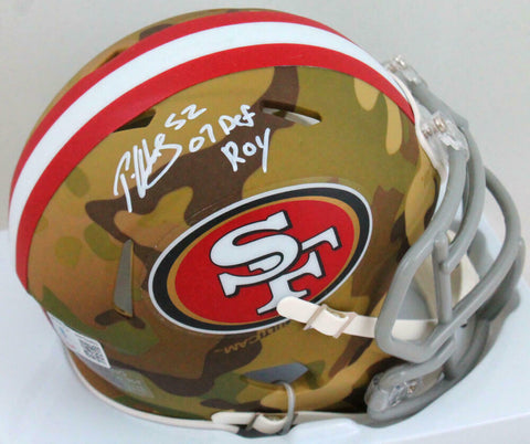 Patrick Willis Autographed SF 49ers Camo Speed Mini Helmet w/ Insc- BA W Holo