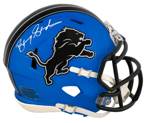 Barry Sanders Signed Lions 2024 Alt Blue Riddell Mini Helmet - (SCHWARTZ COA)