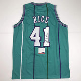 Autographed/Signed Glen Rice Charlotte Teal Basketball Jersey PSA/DNA COA