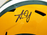 AARON JONES AUTOGRAPHED PACKERS YELLOW FULL SIZE HELMET BECKETT WITNESS 224718