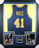 GLEN RICE (Michigan blue TOWER) Signed Autographed Framed Jersey JSA