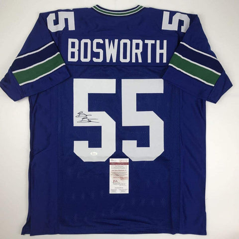 Autographed/Signed Brian Bosworth Seattle Blue Football Jersey JSA COA