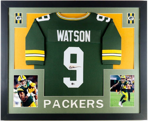 Christian Watson Signed Packers 35" x 43" Framed Jersey (Beckett) Green Bay WR