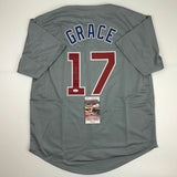 Autographed/Signed MARK GRACE Chicago Grey Baseball Jersey JSA COA Auto