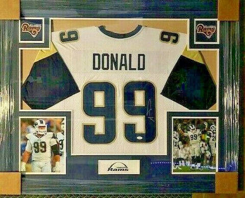 Aaron Donald Signed Los Angeles Rams 35" x 43" Custom Framed Jersey (JSA COA)