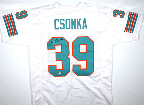 Larry Csonka Autographed White Pro Style Jersey - Beckett W Hologram *Black