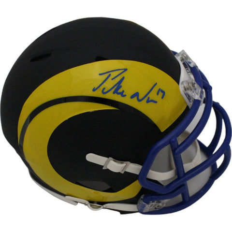 Puka Nacua Signed Los Angeles Rams Black Matte Mini Helmet FAN 44571