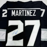 Autographed/Signed Alec Martinez Los Angeles LA Black Hockey Jersey JSA COA