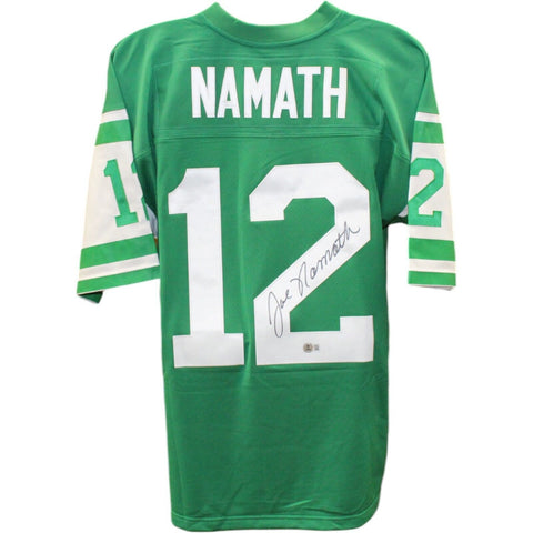 Joe Namath Signed New York Jets Green Mitchell & Ness XL Jersey Beckett 48618