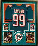 FRAMED MIAMI DOLPHINS JASON TAYLOR AUTOGRAPHED SIGNED JERSEY JSA COA