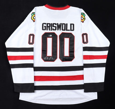 Chevy Chase Signed Blackhawks "Griswold 00 "Jersey (Beckett) Christmas Vacation