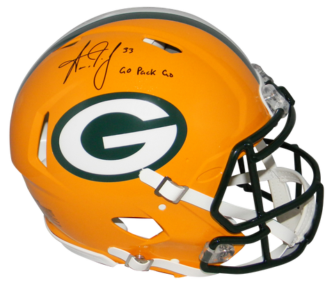 AARON JONES SIGNED GREEN BAY PACKERS AUTHENTIC SPEED HELMET W/ GO PACK GO