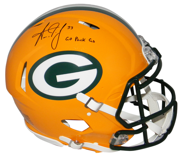 AARON JONES SIGNED GREEN BAY PACKERS AUTHENTIC SPEED HELMET W/ GO PACK GO