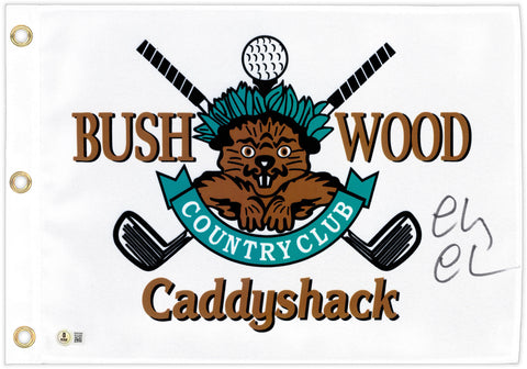 CHEVY CHASE AUTOGRAPHED WHITE CADDYSHACK GOLF PIN FLAG BECKETT WITNESS 233718