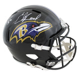 Ravens Ray Lewis & Ed Reed Signed Full Size Speed Rep Helmet w/ Case BAS Wit 2