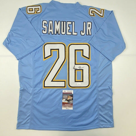 Autographed/Signed ASANTE SAMUEL JR. Los Angeles Powder Blue Jersey JSA COA Auto