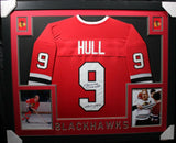 BOBBY HULL (Blackhawks red SKYLINE) Signed Autographed Framed Jersey JSA