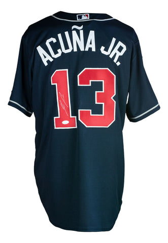 Ronald Acuna Jr. Signed Atlanta Braves Blue Nike Baseball Jersey JSA ITP