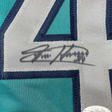 Framed Autographed/Signed Felix Hernandez 33x42 Seattle Teal Jersey JSA COA