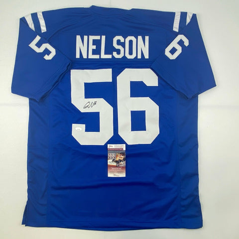 Autographed/Signed Quenton Nelson Indianapolis Blue Football Jersey JSA COA Auto