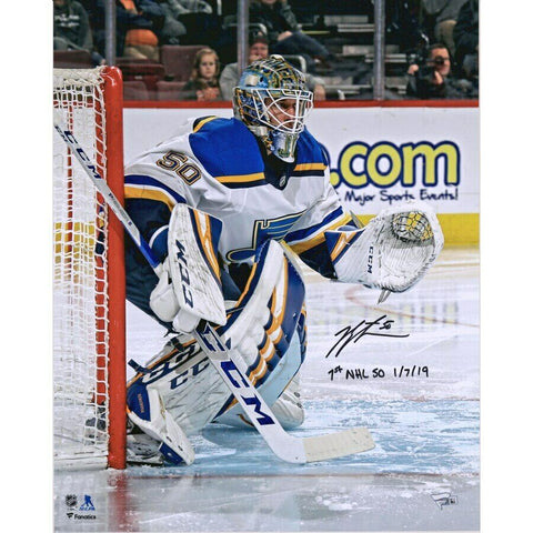 JORDAN BINNINGTON Autographed "1st NHL SO 1/7/19" 16 x 20 Photo FANATICS