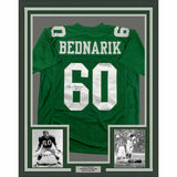 FRAMED Autographed/Signed CHUCK BEDNARIK 33x42 Philadelphia Green Jersey JSA COA