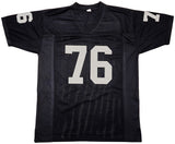 OAKLAND RAIDERS BOB BROWN AUTOGRAPHED BLACK JERSEY "HOF 04" BECKETT QR 229533