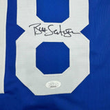 Framed Autographed/Signed Bret Saberhagen 35x39 KC Dark Blue Jersey JSA COA