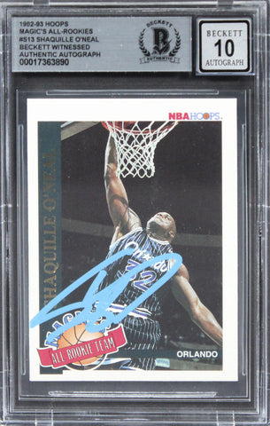 Magic Shaquille O'Neal Signed 1992 Hoops Magic's AR #S13 Card Auto 10 BAS Slab