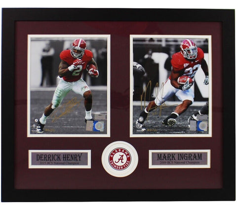 Derrick Henry & Mark Ingram Signed Alabama Crimson Tide Framed 8x10 Photos - Spo