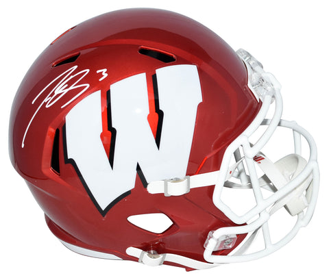 LEE EVANS AUTOGRAPHED WISCONSIN BAGERS FLASH FULL SIZE SPEED HELMET BECKETT