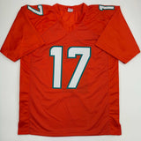 Autographed/Signed Jaylen Waddle Miami Orange Football Jersey JSA COA