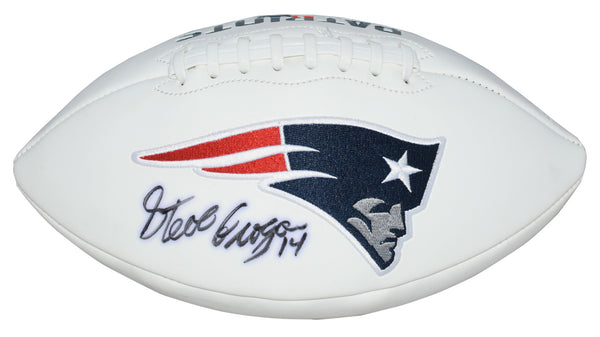 STEVE GROGAN AUTOGRAPHED NEW ENGLAND PATRIOTS WHITE LOGO FOOTBALL JSA