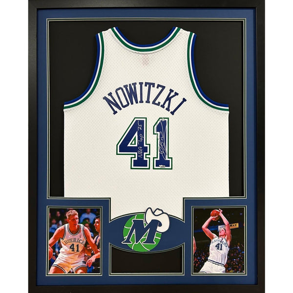 Dirk Nowitzki Autographed Signed Framed Rookie Dallas Mavericks Jersey FANATICS