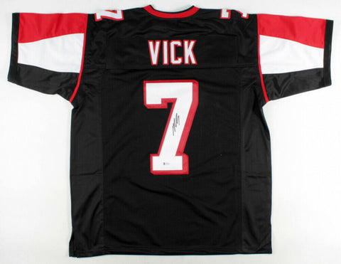 Michael Vick Signed Atlanta Falcons Black Jersey (Beckett COA) 4xPro Bowl Q.B.