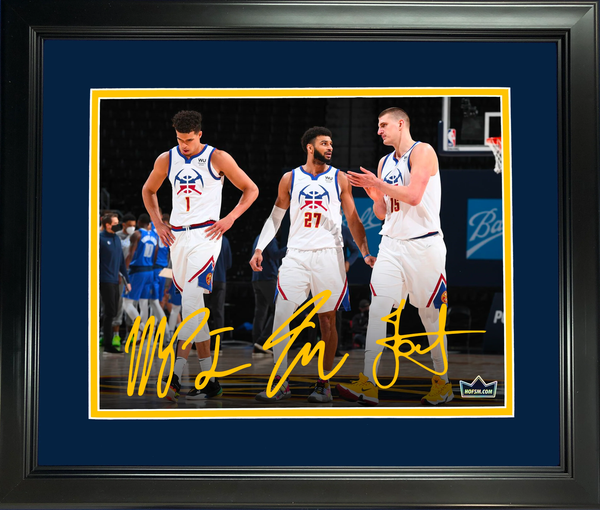 Framed Nikola Jokic, Jamal Murray & Michael Porter Jr Denver Nuggets Facsimile L