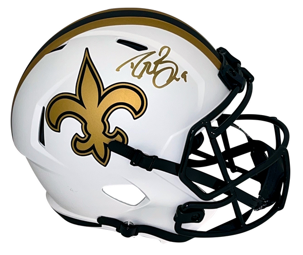 DREW BREES SIGNED NEW ORLEANS SAINTS LUNAR FULL SIZE SPEED HELMET BECKETT