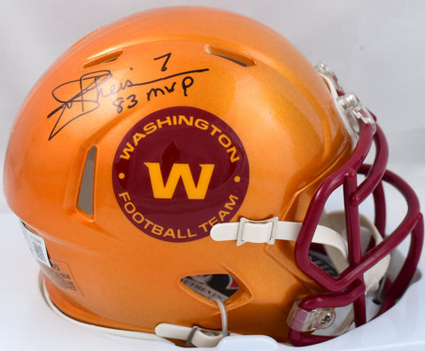 Joe Theismann Signed WFT Flash Speed Mini Helmet w/83 MVP-Beckett W Holo *Black