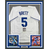 Framed Autographed/Signed George Brett 35x39 Kansas City White Jersey JSA COA