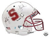 Tiger Woods & John Elway Autographed Stanford White Authentic Helmet UDA LE 25