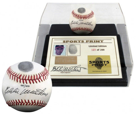 Eddie Mathews Signed LE NL Baseball Display with Thumbprint (Beckett LOA) Braves