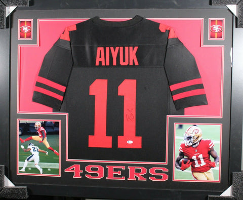 BRANDON AIYUK (49ers black SKYLINE) Signed Autographed Framed Jersey Beckett