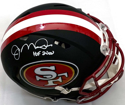 Joe Montana Signed 49ers Flat Black Speed Authentic Helmet W/HOF 2000 Beckett