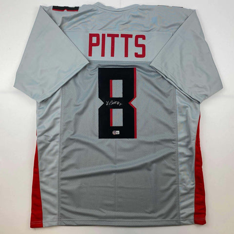 Autographed/Signed Kyle Pitts Atlanta Grey Football Jersey Beckett BAS COA