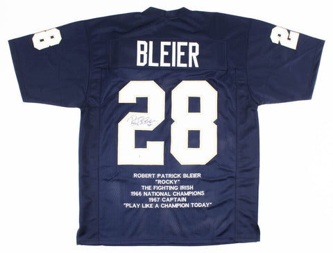 Rocky Bleier Signed Notre Dame Fighting Irish Career Stat Jersey (Beckett COA)