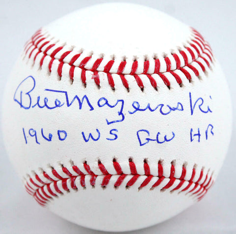 Bill Mazeroski Autographed Rawlings OML Baseball W/1960 WS GW HR-JSA W *Blue